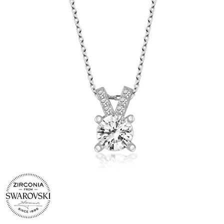 MuI MuI Swarovski Taşlı Gümüş Tektaş Bayan Kolye
