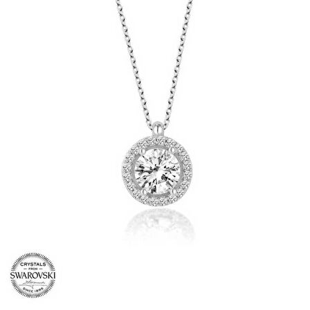 MuI MuI Swarovski Taşlı Gümüş Çember Tektaş Bayan Kolye