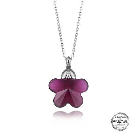 MuI MuI Swarovski Crystal Taşlı Fuşya Papatya Gümüş Kadın Kolye