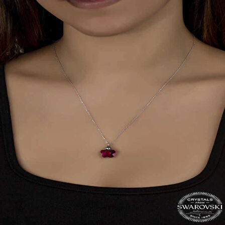 MuI MuI Swarovski Crystal Taşlı Fuşya Papatya Gümüş Kadın Kolye