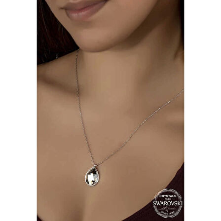 MuI MuI Swarovski Crystal Taşlı Damla Gümüş Kadın Kolye