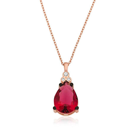 MuI MuI Gümüş Kırmızı Topaz Damla Kolye