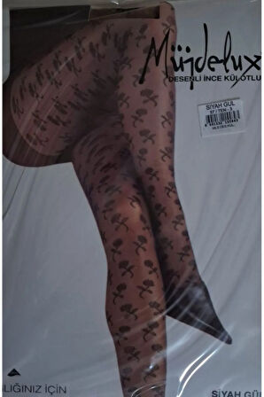 Müjde Lüx Gül Desenli Külotlu Çorap