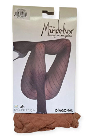 Diagonal Desenli Kalın Külotlu Çorap