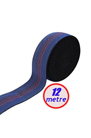 Kaliteli Elastik Kolon - Üç Çizği Mavi 5cm Eninde (12 metre) (Esnetilmeden Kesilir)