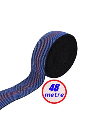 Kaliteli Elastik Kolon - Üç Çizği Mavi 5cm Eninde (48 metre) (Esnetilmeden Kesilir)