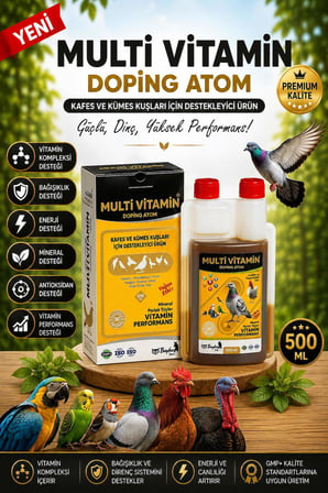 Multi Vitamin Doping Atom 500 ml - Güvercin ve Kanatlılar İçin Vitamin & Desteği
