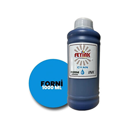 Feyink® Forni Ecosolvent Dijital Baskı Boyası Epson İ3200 Kafa Uyumlu Cyan (Mavi) -1000ml-							