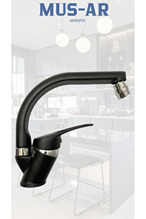 Siyah Krom Oynar Başlıklı Lavabo Bataryası