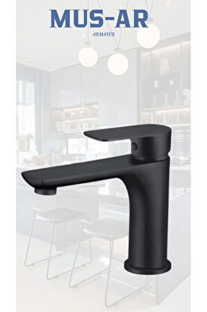Siyah Lavabo Bataryası Pirinç Döküm Lavabo Musluğu