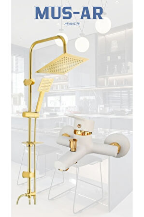 GOLD ROBOT DUŞ SETİ BEYAZ GOLD BANYO BATARYASI
