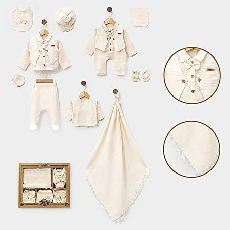 ERKEK BEBEK MÜSLİN PAPYONLU SET 0-3 AY