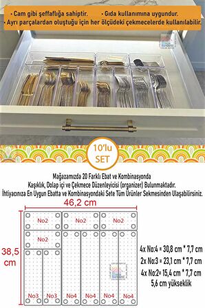 10 Parça Set Modüler Çekmece Içi Düzenleyici Mutfak Makyaj Takı Banyo Buzdolabı Organizer