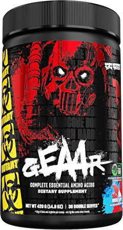 Mutant GEAAR - 9.4g of EAA Amino Powder + Arginine, 7g BCAAs, 4g Leucine, Electrolytes