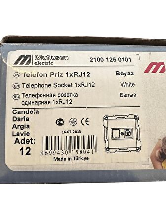 Mutlusan Telefon Prizi Sıva Altı Beyaz 21001250101 (Çerçevesiz) (2 Adet)