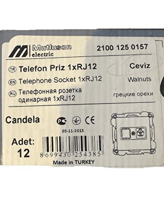 Mutlusan Telefon Prizi Sıva Altı Ceviz 21001250157 (Çerçevesiz)