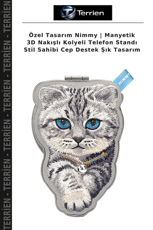 Özel Tasarım Nimmy | Manyetik 3D Nakışlı Kolyeli Telefon Standı Stil Sahibi Cep Destek Şık Tasarım