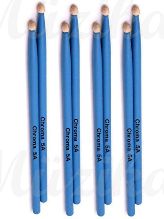 Chroma Baget Mavi 4 Çift - Davul - Bateri Bageti Drumsticks 5a Pürüzsüz Yüzey