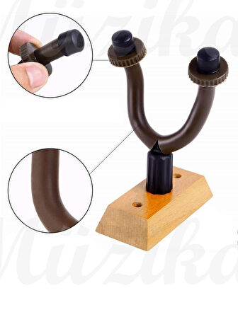 Gitar Bağlama Ukulele Duvar Askısı Standı Ahşap Yüzey + Dübel ve Vida dahil