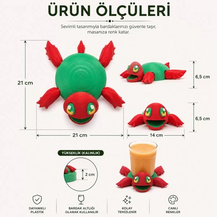 Bardak Altlığı Kaplumbağa Model Renk Stoğa Göre Gönderilecektir.