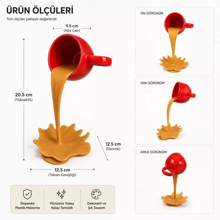 Dökülen Kahve Bi̇blo Dekorati̇f Ürün Biblo – Oturma Odası ve Mutfak İçin Dekoratif Ürün 20 X 10 CM Kırmızı