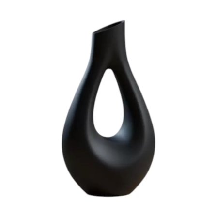 Dekorati̇f Vazo Tasarım – Salon Dekoru 20 CM Siyah