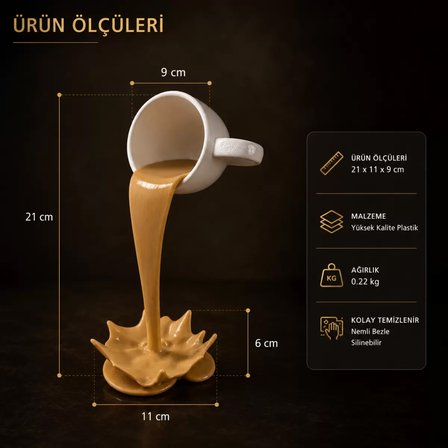 Dökülen Kahve Bi̇blo Dekorati̇f Ürün Biblo – Oturma Odası ve Mutfak İçin Dekoratif Ürün 20 X 10 CM Beyaz