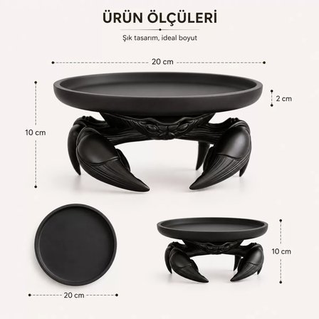 Dekorati̇f Yengeç Sunum Sehpa Organi̇zeri̇ Plasti̇k Organizer 25 X 20 CM Siyah