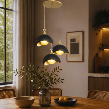 Beton Görünümlü İskandi̇nav Tarzı Led Toplu Avize – Salon ve Oturma Odası Aydınlatması 32 X 70 CM Siyah