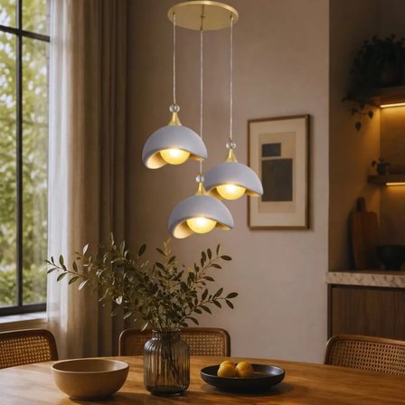 Beton Görünümlü İskandi̇nav Tarzı Led Toplu Avize – Salon ve Oturma Odası Aydınlatması 32 X 70 CM Gri