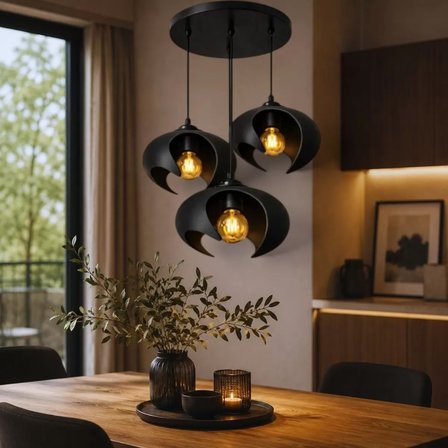 Beton Dokulu İskandi̇nav Premi̇um Salon Oturma Avize – Salon ve Oturma Odası Aydınlatması 25 X 20 CM Siyah