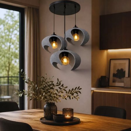 Beton Dokulu İskandi̇nav Premi̇um Salon Oturma Avize – Salon ve Oturma Odası Aydınlatması 25 X 20 CM Gri