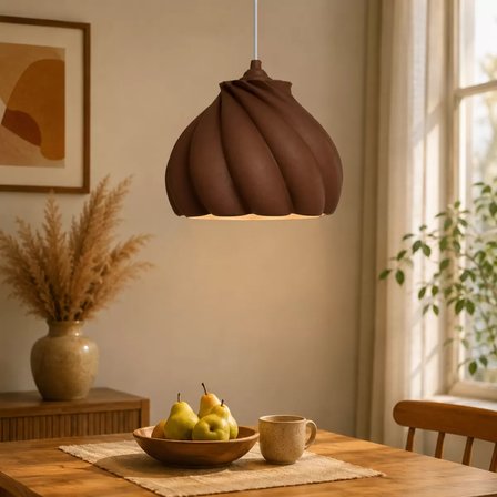 Pumpkin Tekli Avize Yatak Odası Mutfak Sarkıt Avize – Salon ve Oturma Odası Aydınlatması 25X25 CM Kahverengi