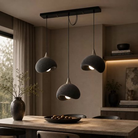Beton Görünümlü 3D PLA Plastik İskandinav Tarz Sarkıt Avize – Salon ve Cafe İçin 61-70 CM Gri