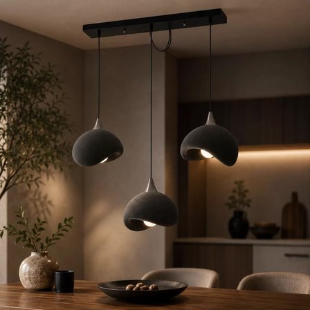 Beton Görünümlü 3D PLA Plastik İskandinav Tarz Sarkıt Avize – Salon ve Cafe İçin 61-70 CM Gri