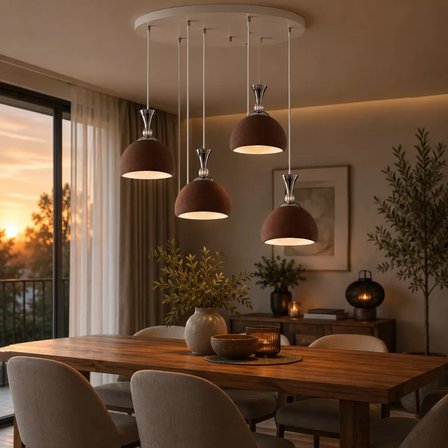 5'li Modern Sarkıt Avize – Beton Görünümlü 3D Dekoratif Tavan Aydınlatması Kahverengi