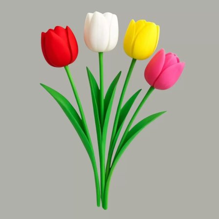 3D Baskı Yapay Islak Görünümlü Lale Demeti – 6'lı Dekoratif Çiçek Seti 24 CM Renkli