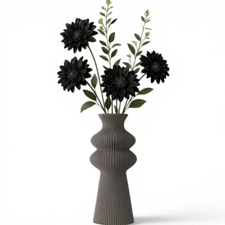 Premi̇um İskandi̇nav Rusti̇k Plasti̇k 3D Dekorati̇f Vazo GRİ