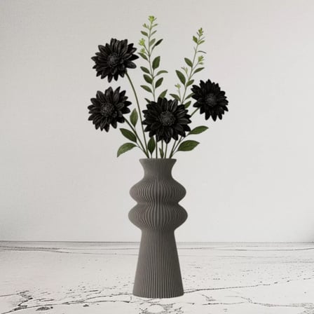 Premi̇um İskandi̇nav Rusti̇k Plasti̇k 3D Dekorati̇f Vazo GRİ