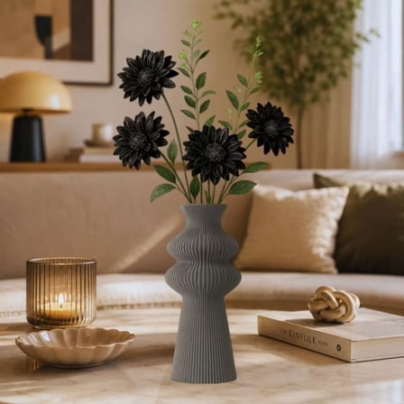 Premi̇um İskandi̇nav Rusti̇k Plasti̇k 3D Dekorati̇f Vazo GRİ