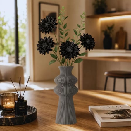 Premi̇um İskandi̇nav Rusti̇k Plasti̇k 3D Dekorati̇f Vazo GRİ