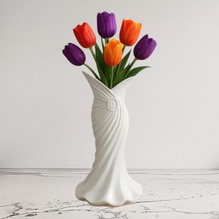 Plasti̇k İskandi̇nav Bohem Kadin Plasti̇k 3 D Vazo 22 CM Beyaz