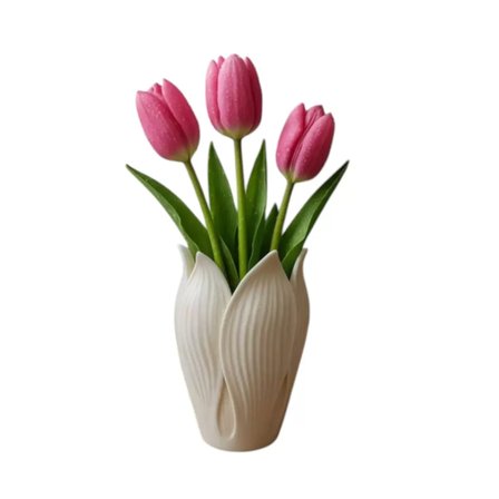 Lotus 3D Dekorati̇f Vazo 18 Cm 18 CM Beyaz