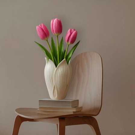 Lotus 3D Dekorati̇f Vazo 18 Cm 18 CM Beyaz