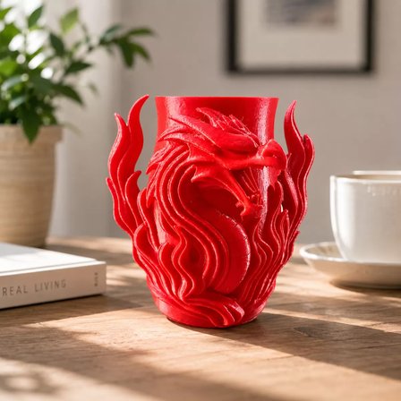 Ejderha Vazo 15 Cm Kırmızı