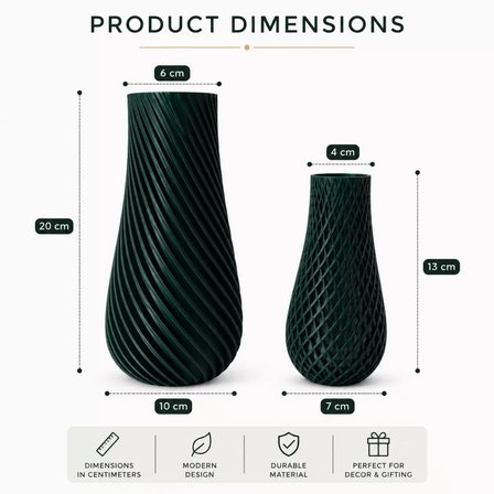 3D Vazo Takım 10 cm - 15 cm Kurşuni̇ Renk