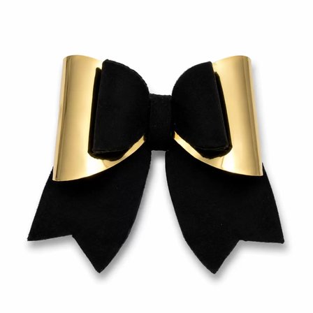 Glitter Detaylı Fiyonk Saç Tokası 9x6 cm Siyah-Gold