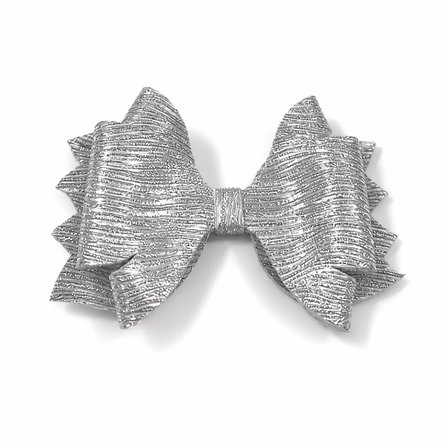 Glitter Detaylı Fiyonk Saç Tokası 9x7 cm Gümüş Gri