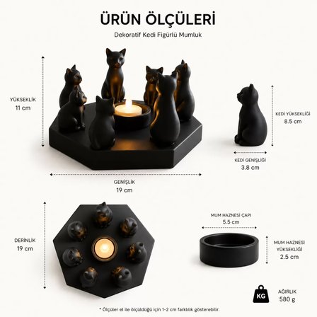 Ri̇tüel Kedi̇ Mumluk Bi̇blo Plasti̇k 20 CM Siyah
