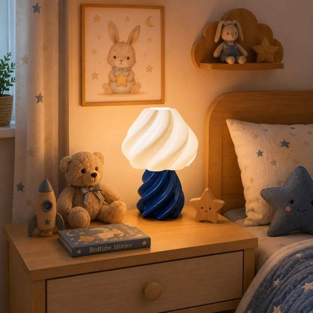 Pumpkin Abajur Yatak Odası Çocuk Odası Aydınlatması 22 CM Lacivert